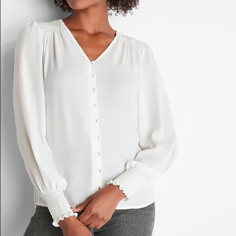 EXPRESS V-Neck Button Front Top (Size: XSmall)